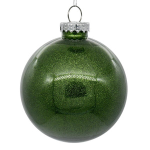  Vickerman N211564 6" Moss Green Glitter Clear Ball 4/bag 