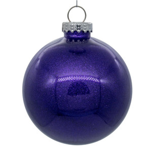 Vickerman N211566 - 6 inch Purple Glitter Ball Christmas Ornament - 4 Pack