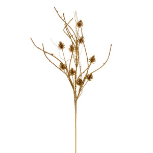 Vickerman QG224008 32" Gold Pinecone Twig Glitr Spray 6/Bg 