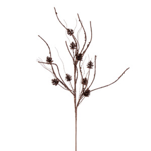 Vickerman QG224076 32" Mocha Pinecone Twig Glitr Spray 6/Bg 