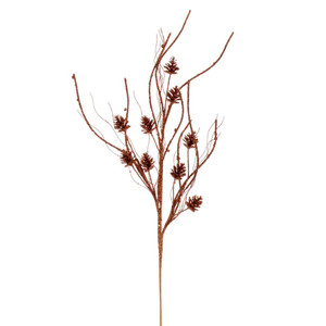 Vickerman QG224088 - 32 in. Copper Pinecone Twig Glitter Artificial Spray - 6 Pack