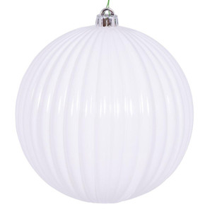 Vickerman N222511DSV - 8 inch White Shiny Ball Outdoor Christmas Ornament
