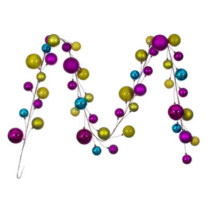  Vickerman N222766 10ft Fushia-Lime-Turq Branch Ball Garland 