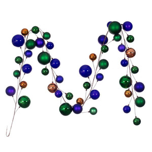  Vickerman N222769 10ft Green-Purple-Cop Gold Ball Garland 