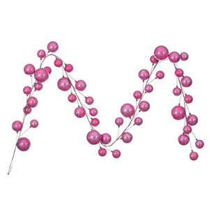 Vickerman N222879 - 10 ft Pink Ornament Garland - Unlit