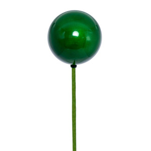 Vickerman N222904PV - 3 inch Ball, 18 inch Stick Green Pearl Christmas Ornament Pick - 12 Pack