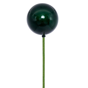 Vickerman N222974PV - 3 inch Ball, 18 inch Stick Green Pearl Christmas Ornament Pick - 12 Pack