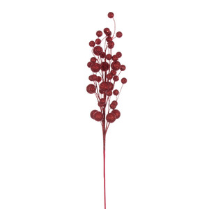 Vickerman QG226703 - 27 in. Red Multi Ball Glitter Artificial Spray - 4 Pack