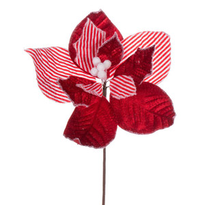  Vickerman QG227503 11" Red-White Striped Flower 