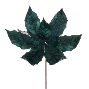 Vickerman QG227962 - 11 in. Sea Blue Glitter Mesh Poinsettia Artificial Spray - 6 Pack