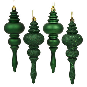 Vickerman N500224 7" Emerald Finial 4 Finish Asst 8/Bx