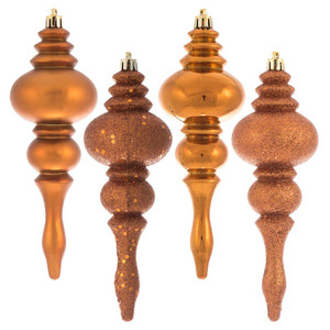Vickerman N500288 - 7 inch Copper 4-Finish Finial Christmas Ornament - 8 Pack