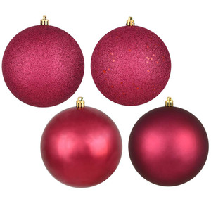  Vickerman N590621 2.4" Berry Red 4-Finish Orn Asst 24/Box 