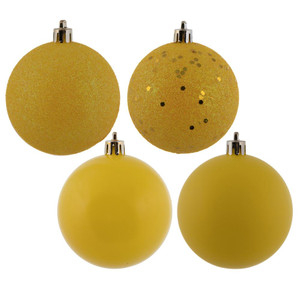  Vickerman N590778 2.75" Yellow Ball 4 Finish Asst 20/Bx 
