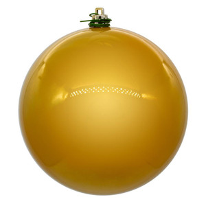 Vickerman N590808DPV - 3 inch Gold Pearl Ball Outdoor Christmas Ornament - 12 Pack