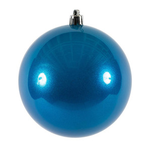Vickerman N591002DCV - 4 inch Blue Candy Ball Outdoor Christmas Ornament - 6 Pack