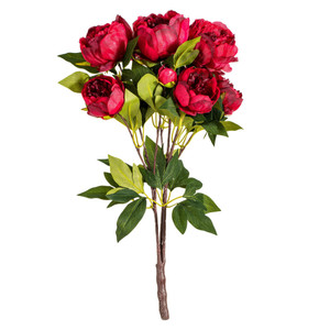 Vickerman FD170402 23'' Red Peony Bush W/6 Flwrs 3 Buds 
