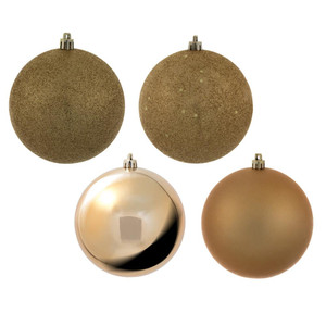 Vickerman N591033A - 4 inch Copper Gold 4-Finish Ball Christmas Ornament - 12 Pack