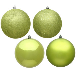 Vickerman N591073A - 4 inch Lime 4-Finish Ball Christmas Ornament - 12 Pack