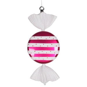 Vickerman M152805 13" Cerise-White Stripe Candy Glitter