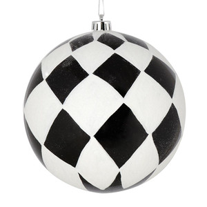 Vickerman N180817 - 8 inch Black and White Glitter Ball Christmas Ornament