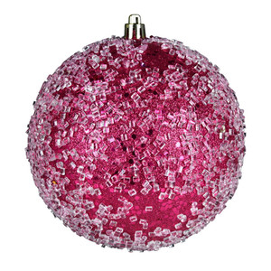 Vickerman N190270D 4.75" Fuchsia Glitter Hail Ball 4/Bag