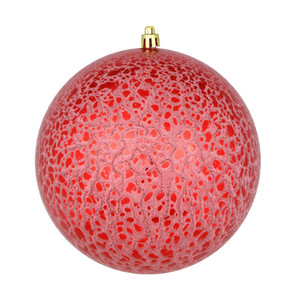 Vickerman N195403D - 4 inch Red Crackle Ball Christmas Ornament - 6 Pack