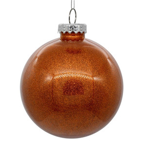 Vickerman N211018 - 4 inch Orange Glitter Ball Christmas Ornament - 6 Pack