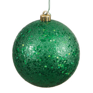  Vickerman N591504DQ 6" Green Sequin Ball Drilled 4/Bag 