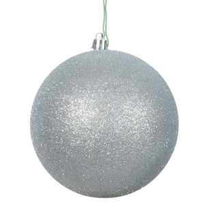  Vickerman N591507DG 6" Silver Glitter Ball Drilled 4/Bag 
