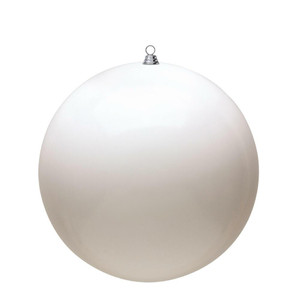 Vickerman N591511DSV - 6 inch White Shiny Ball Outdoor Christmas Ornament - 4 Pack