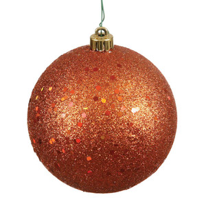 Vickerman N591518DQ 6" Burn Orange Sequin Ball Drilled 4/Bag