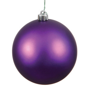  Vickerman N591526DMV 6" Plum Matte Ball Drilled 4/Bag 