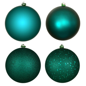  Vickerman N591541BX 6" Dark Teal 4-Finish Ball Orn Asst 4Bx 