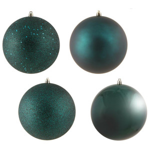 Vickerman N591562DA - 6 inch Sea Blue 4-Finish Ball Christmas Ornament - 4 Pack
