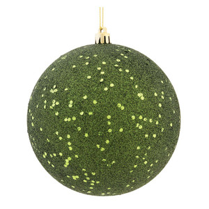  Vickerman N591564DQ 6" Moss Green Sequin Ball Drilled 4/Bag 
