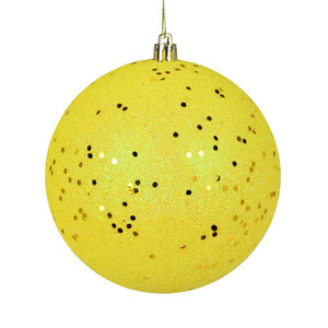  Vickerman N591578DQ 6" Yellow Sequin Ball Drilled 4/Bag 