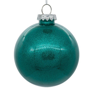 Vickerman N211042 4" Teal Glitter Clear Ball 6/bag