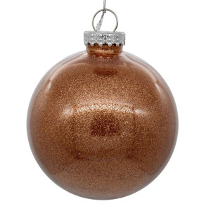 Vickerman N211058 4" Rose Gold Glitter Clear Ball 6/bag