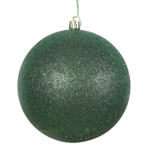  Vickerman N590724DG 2.75" Emerald Glitter Ball Drilled 12/Ba 