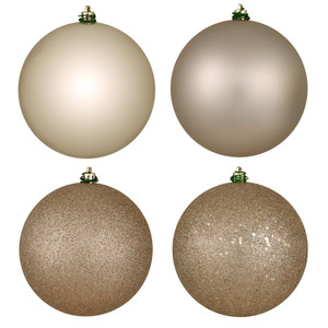  Vickerman N592043DA 8" Oat 4-Finish Ball Orn Asst 4/Bag 