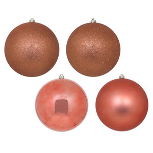 Vickerman N592071DA - 8 inch Coral 4-Finish Ball Christmas Ornament - 4 Pack