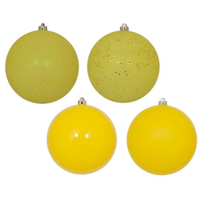 Vickerman N592078DA 8" Yellow Ball 4-dFinish Asst 4/Bag