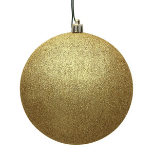  Vickerman N592508DG 10" Gold Glitter Ball Drilled Cap 