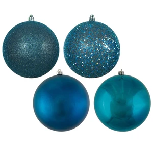 Vickerman N592562DA 10" Sea Blue 4Fin Ball Asst Drilled 4/Bg
