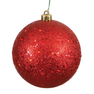  Vickerman N593003DQ 12" Red Sequin Ball Drilled Cap 