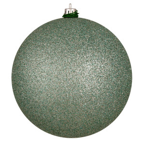 Vickerman N593040DG 12" Frosty Mint Glitter Ball Drilled