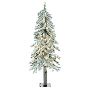 Vickerman A807441LED - 4 ft Flocked Alpine Prelit Warm White LED Christmas Tree