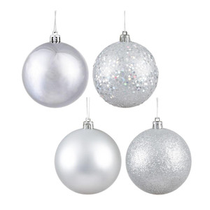 Vickerman N591207A - 4.75 inch Silver 4-Finish Ball Christmas Ornament - 4 Pack