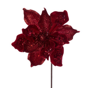 Vickerman QG211003 15" Red Deluxe Magnolia 8" Flower 6/bag 